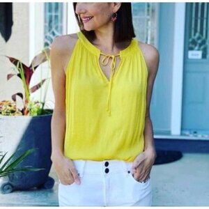 Cabi 5725 Women's Size M Sunshine Yellow Tie V Neck Keyhole Cami Halter Tank Top